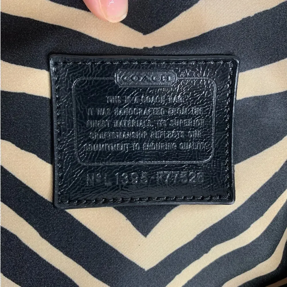 Coach y2k Devin Black Tan Zebra Print Nylon Overnight Tote Pouch